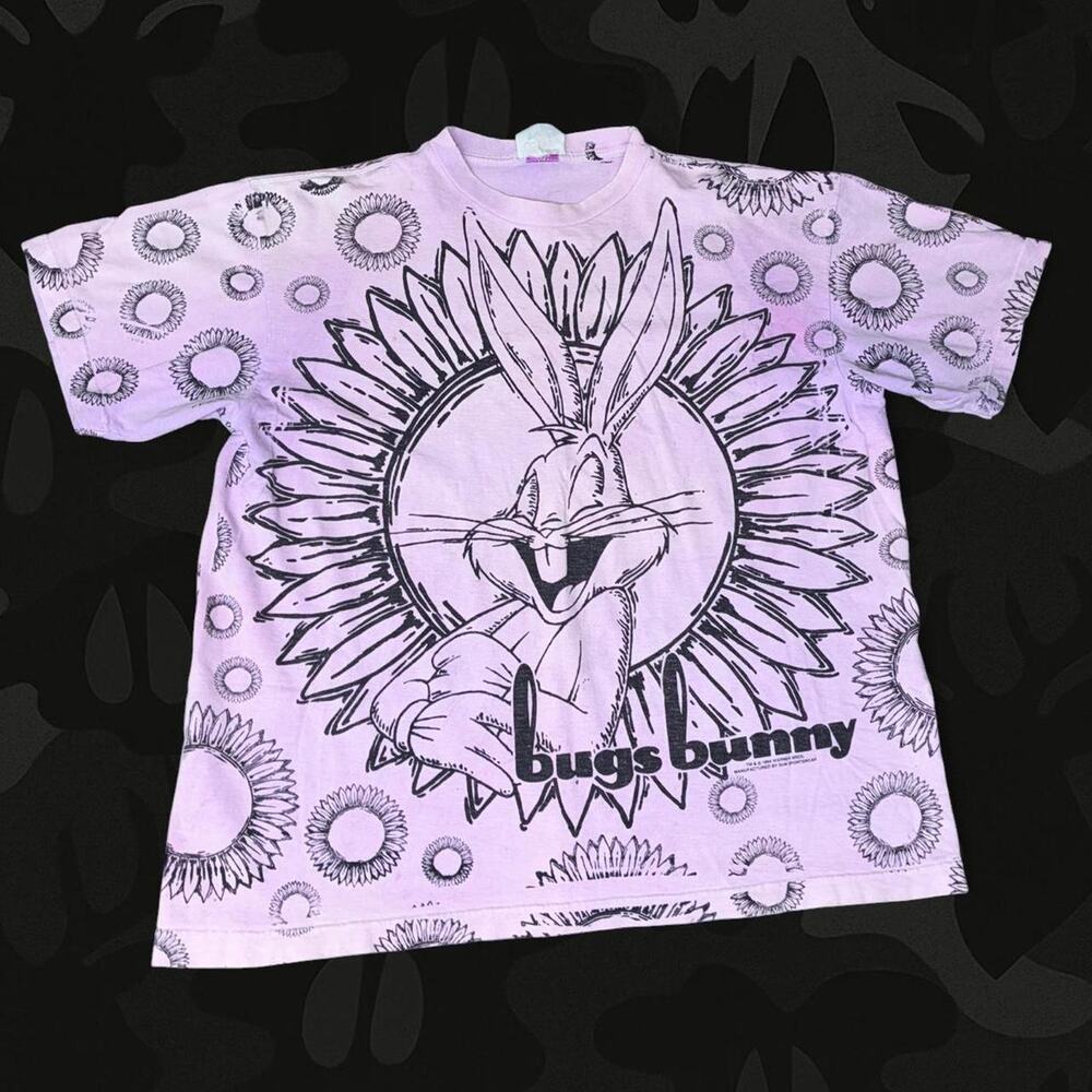 Vintage 1994 Bugs Bunny Sunflower All-Over Print Tee